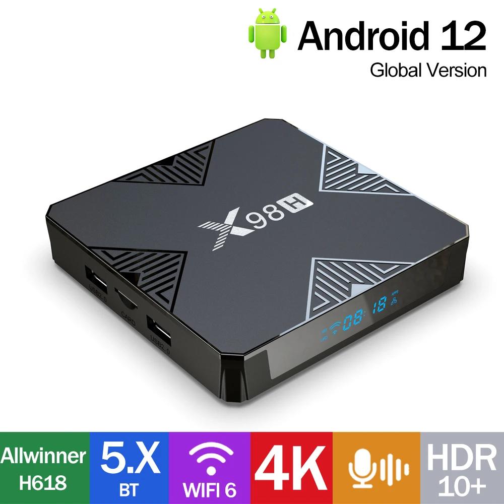  Ʈ TV ڽ, ȵ̵ 12 Allwiner H618 4K HDR10 + AV 2.4G/5.8G Ʈ ̵ ÷̾, BT HDR H.265 TV Ƚ, X98H WiFi6